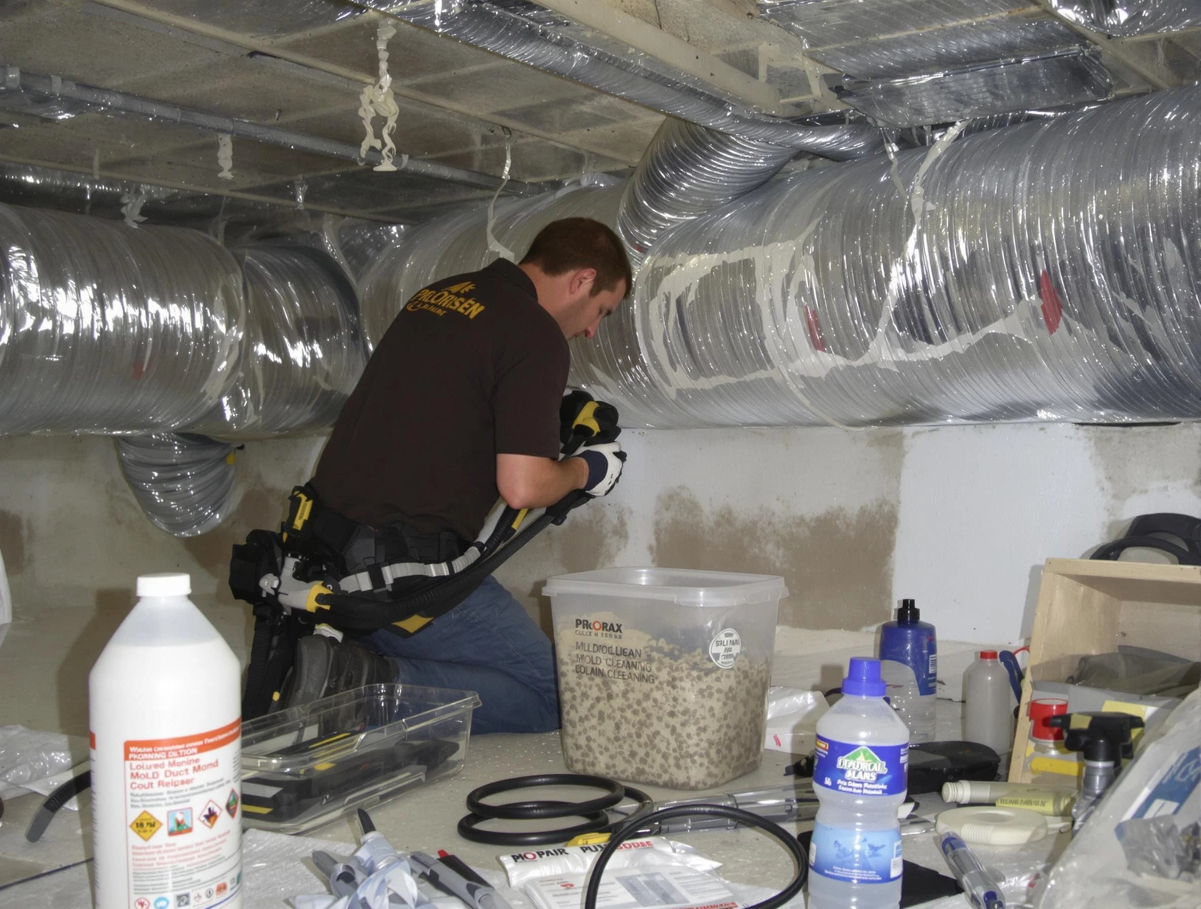 Farmington Air Duct Cleaning specialist performing professional mold removal from air ducts in Farmington