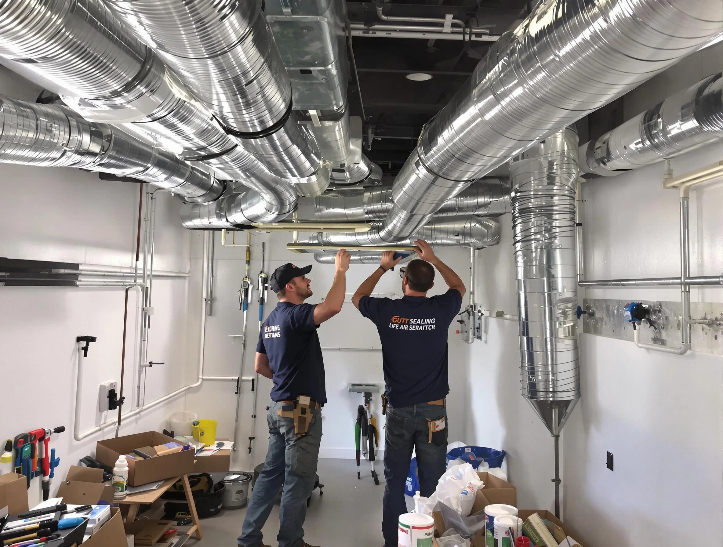 Farmington Air Duct Cleaning technician applying professional duct sealing solutions in Farmington