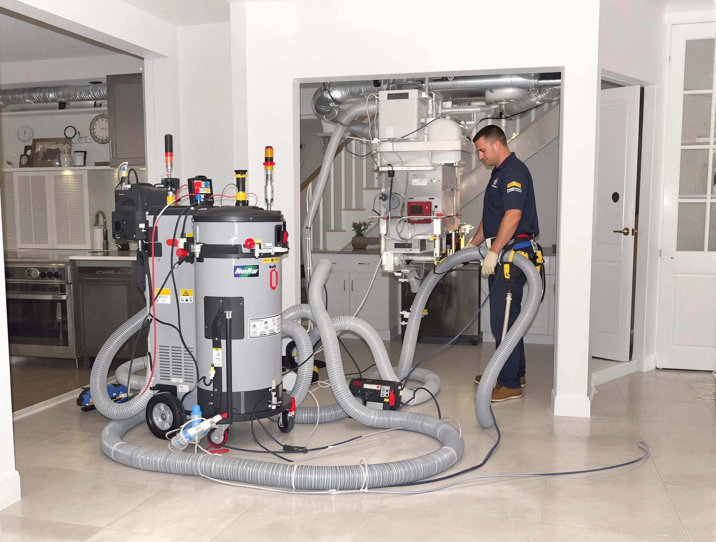 Farmington Air Duct Cleaning technician operating negative pressure cleaning equipment for thorough duct maintenance in Farmington
