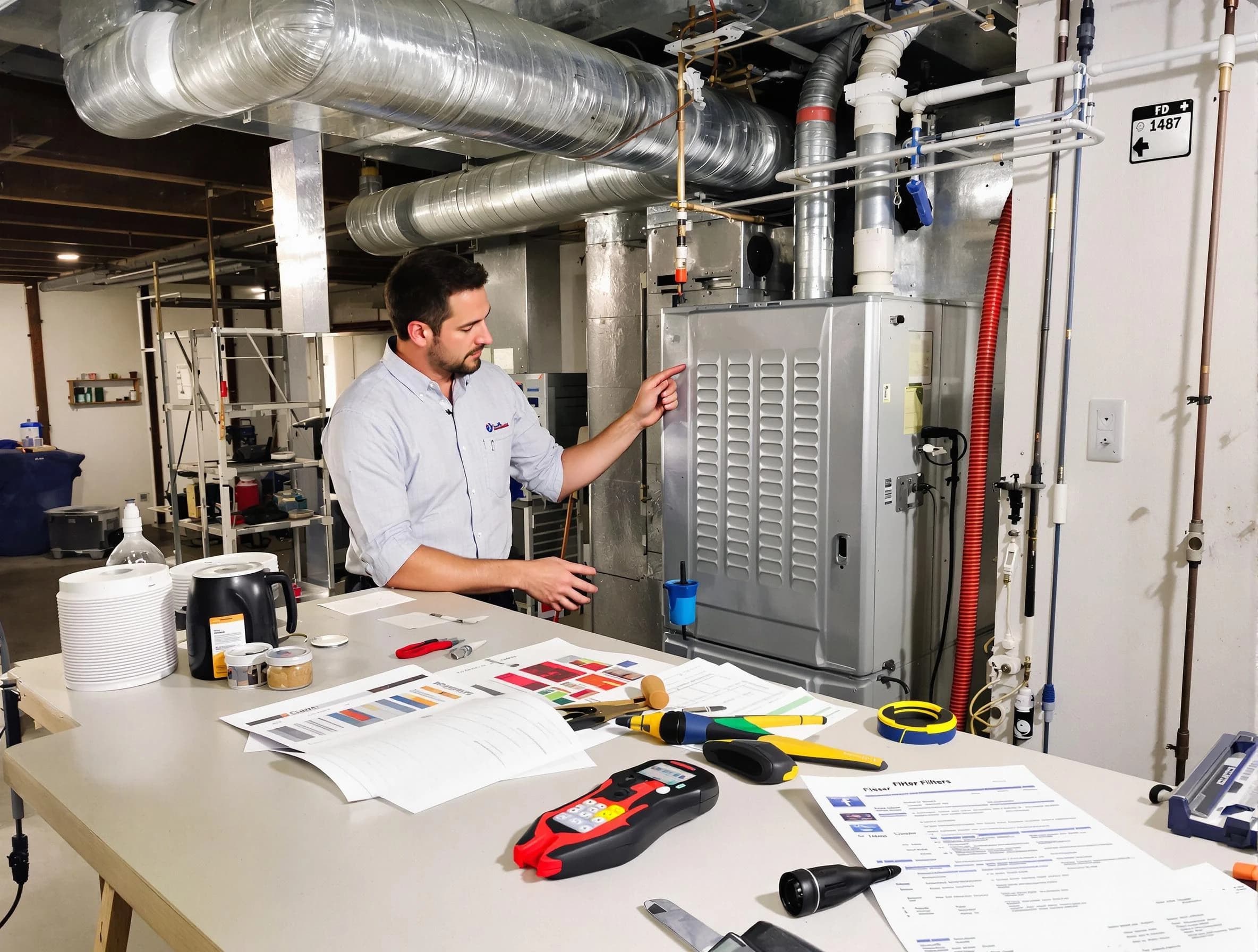 Farmington Air Duct Cleaning inspector conducting detailed filter system evaluation using professional diagnostic tools in Farmington