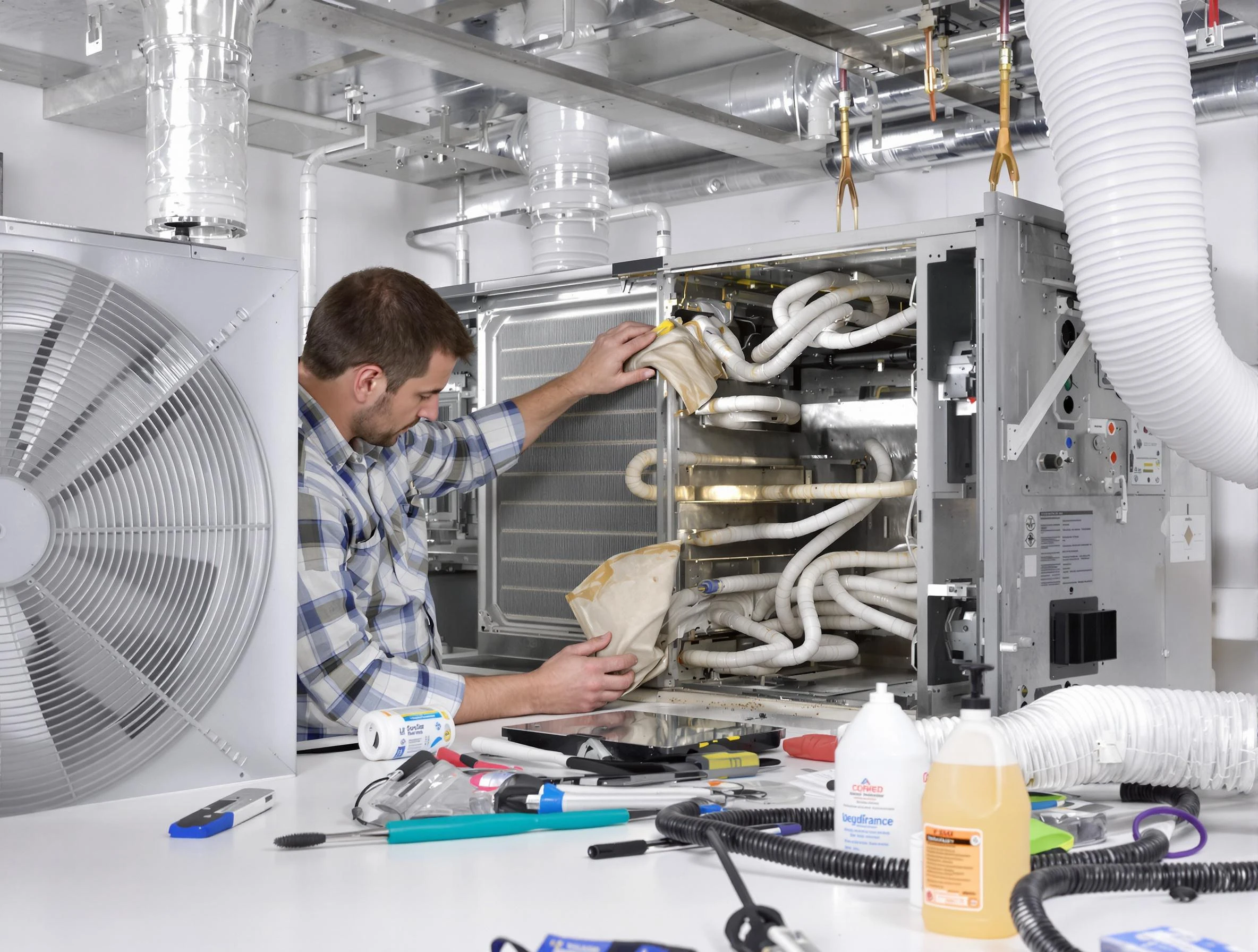 Farmington Air Duct Cleaning specialist performing precision AC coil cleaning in Farmington