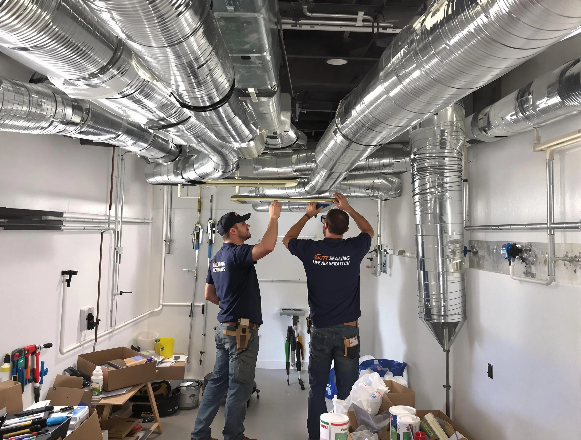 Farmington Air Duct Cleaning technician applying professional duct sealing solutions in Farmington